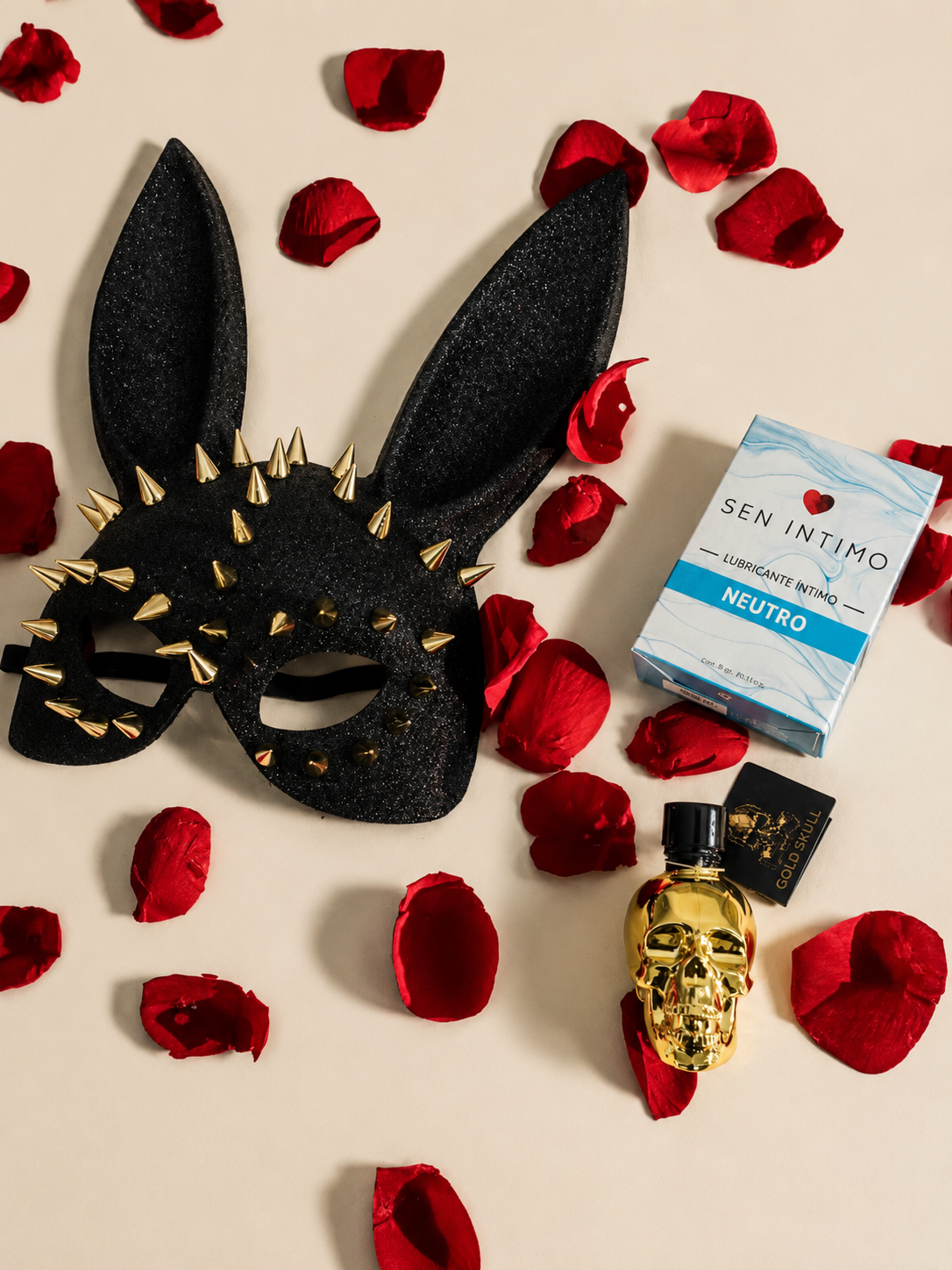 Combo ( ppprs calavera, lubricante, mascara bunny)